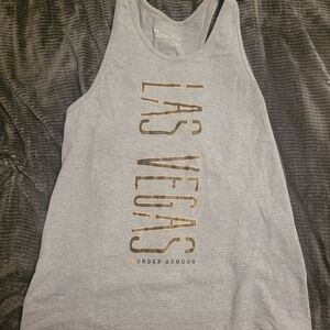 Under Armour White and Gold Sleeveless Tank Top